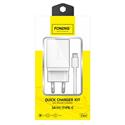 CARICA RETE 2.1A 1USB FAST WHITE + CAVO DATI TYPE-C/USB 1MT WHITE