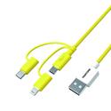 CAVO DATI 3IN1 LIGHTNING MFI - USB - TYPE-C - MICRO 1,2MT YELLOW