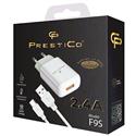 CARICA RETE 2.1A F9S 1USB FAST WHITE + CAVO DATI LIGHTNING/USB 1MT WHITE